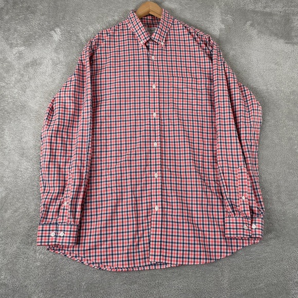 L.L. Bean Other - L.L. Bean Button Down Shirt Mens Large Red Blue Plaid Traditional Fit Outdoor